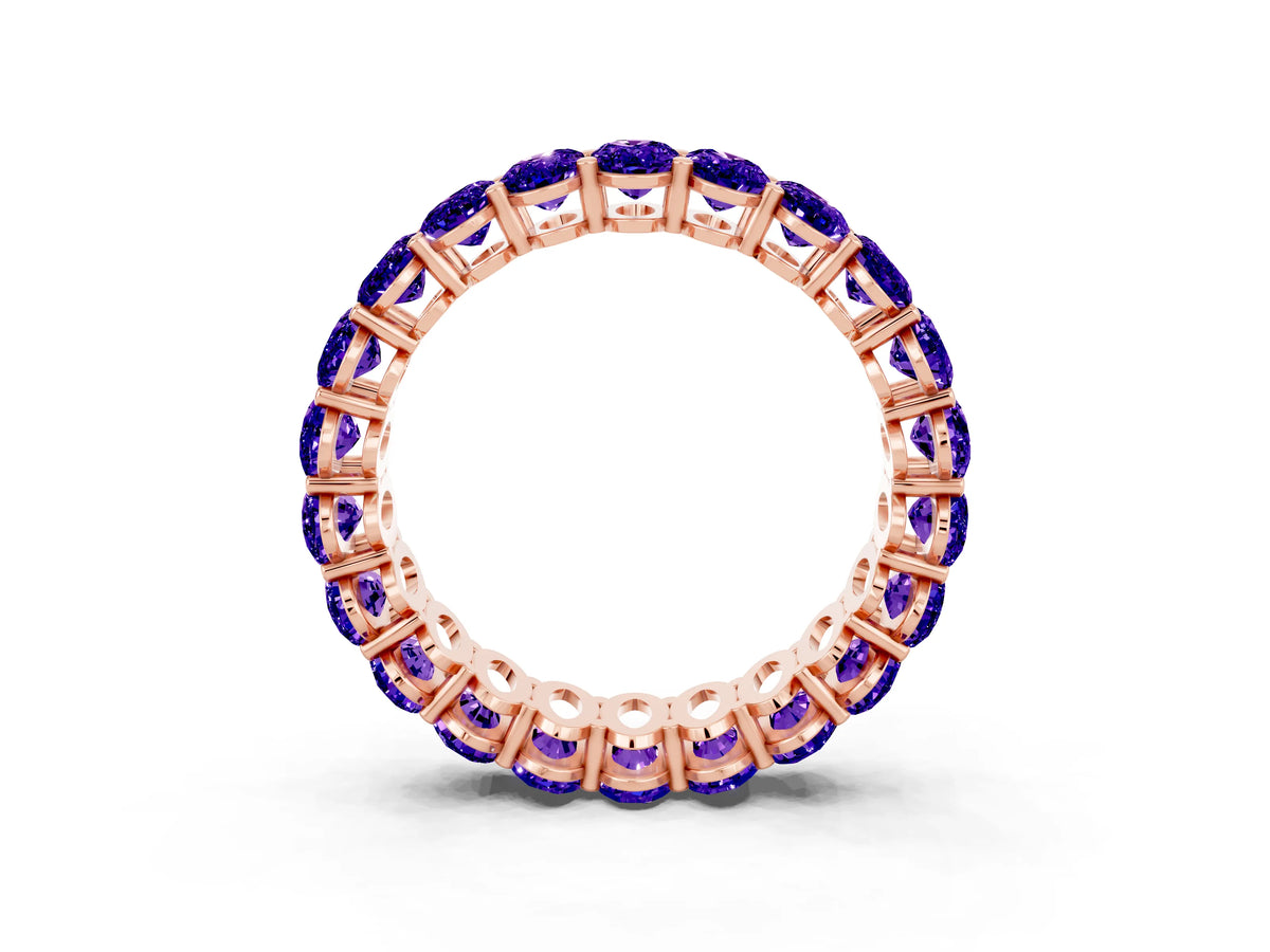 Oval Cut Tanzanite Eternity Band in Rose gold with Shared Prong Setting_3