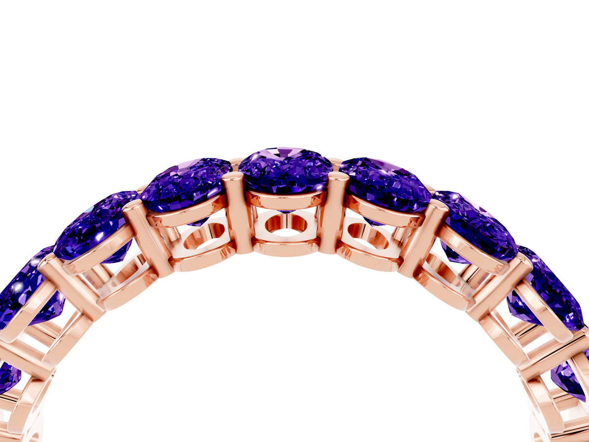 Oval Cut Tanzanite Eternity Band in Rose gold with Shared Prong Setting_4
