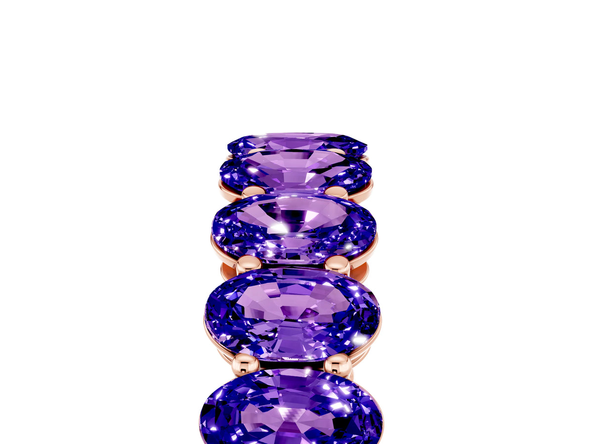 Oval Cut Tanzanite Eternity Band in Rose gold with Shared Prong Setting_5
