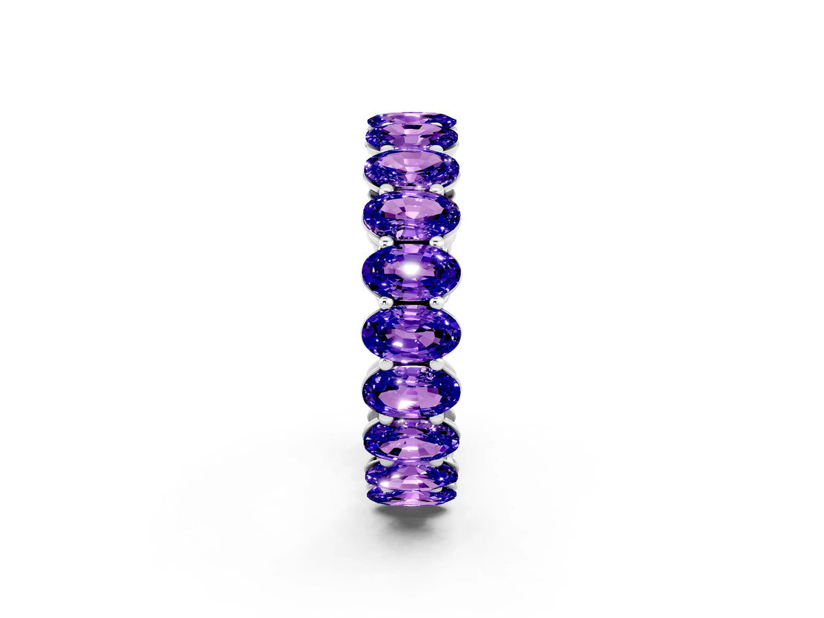 Oval Cut Tanzanite Eternity Band in Silver with Shared Prong Setting_2