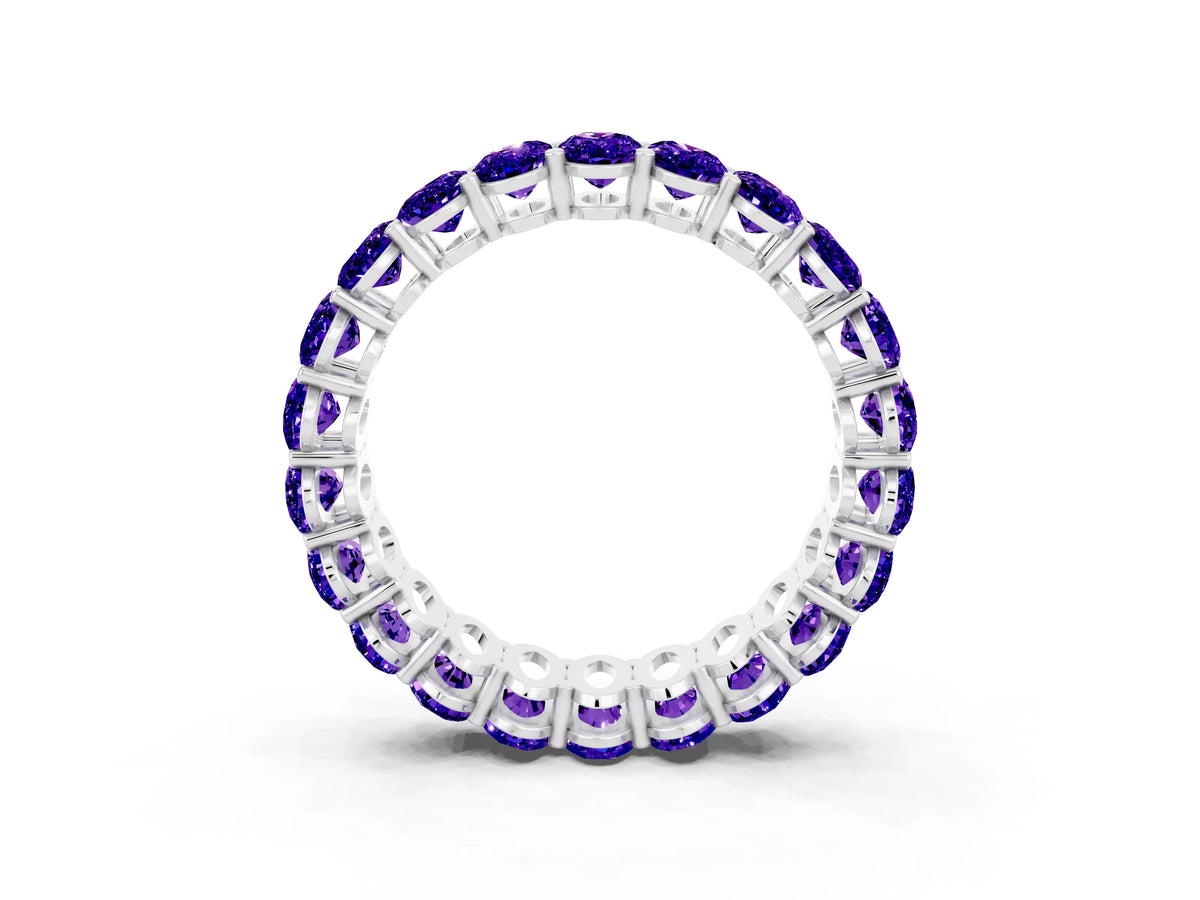 Oval Cut Tanzanite Eternity Band in Silver with Shared Prong Setting_3