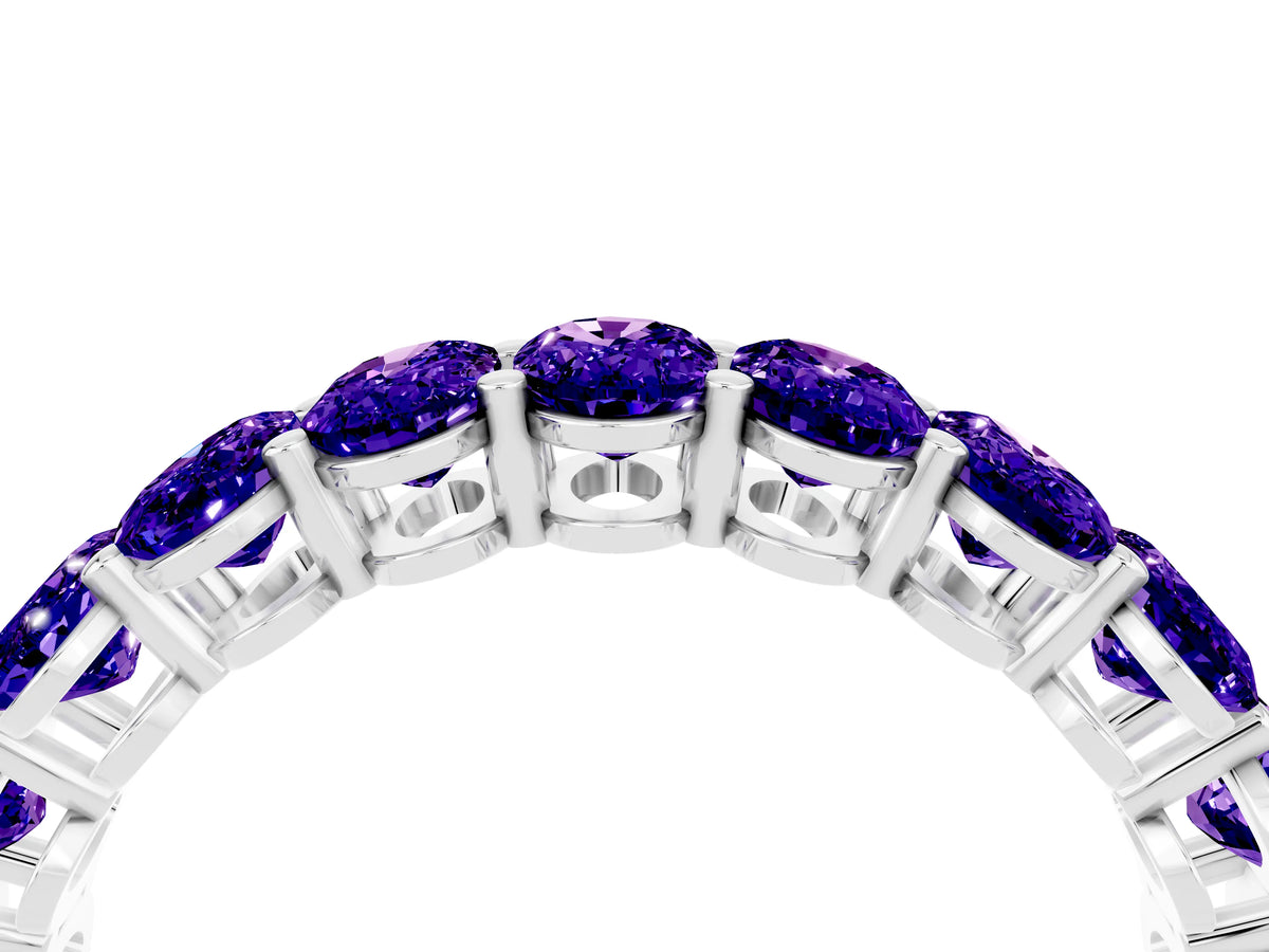 Oval Cut Tanzanite Eternity Band in Silver with Shared Prong Setting_4