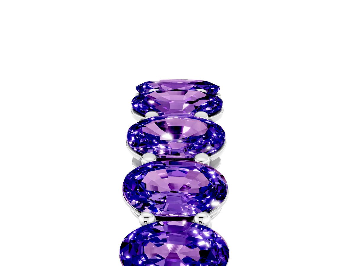 Oval Cut Tanzanite Eternity Band in Silver with Shared Prong Setting_5