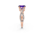 Oval Cut Tanzanite Solitaire Ring in Rose gold with Interwoven Pavé Band and Prong Setting_2