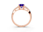 Oval Cut Tanzanite Solitaire Ring in Rose gold with Interwoven Pavé Band and Prong Setting_3