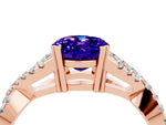 Oval Cut Tanzanite Solitaire Ring in Rose gold with Interwoven Pavé Band and Prong Setting_4