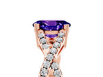 Oval Cut Tanzanite Solitaire Ring in Rose gold with Interwoven Pavé Band and Prong Setting_5