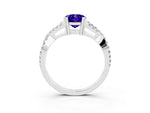 Oval Cut Tanzanite Solitaire Ring in Silver with Interwoven Pavé Band and Prong Setting_9