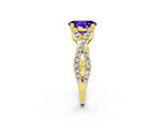 Oval Cut Tanzanite Solitaire Ring in Yellow gold with Interwoven Pavé Band and Prong Setting_2