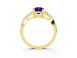 Oval Cut Tanzanite Solitaire Ring in Yellow gold with Interwoven Pavé Band and Prong Setting_3