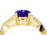 Oval Cut Tanzanite Solitaire Ring in Yellow gold with Interwoven Pavé Band and Prong Setting_4