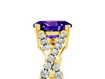 Oval Cut Tanzanite Solitaire Ring in Yellow gold with Interwoven Pavé Band and Prong Setting_5