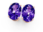 Oval Cut Tanzanite Stud Earrings in Rose gold with Basket Setting_1