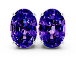 Oval Cut Tanzanite Stud Earrings in White gold with Basket Setting
