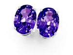 Oval Cut Tanzanite Stud Earrings in White gold with Basket Setting_1