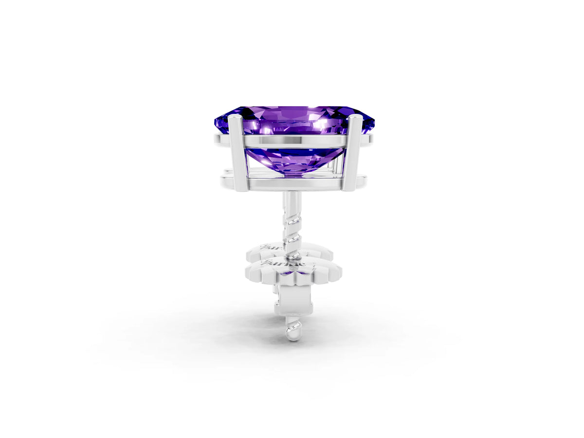 Oval Cut Tanzanite Stud Earrings in White gold with Basket Setting_2
