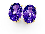Oval Cut Tanzanite Stud Earrings in Yellow gold with Basket Setting_1