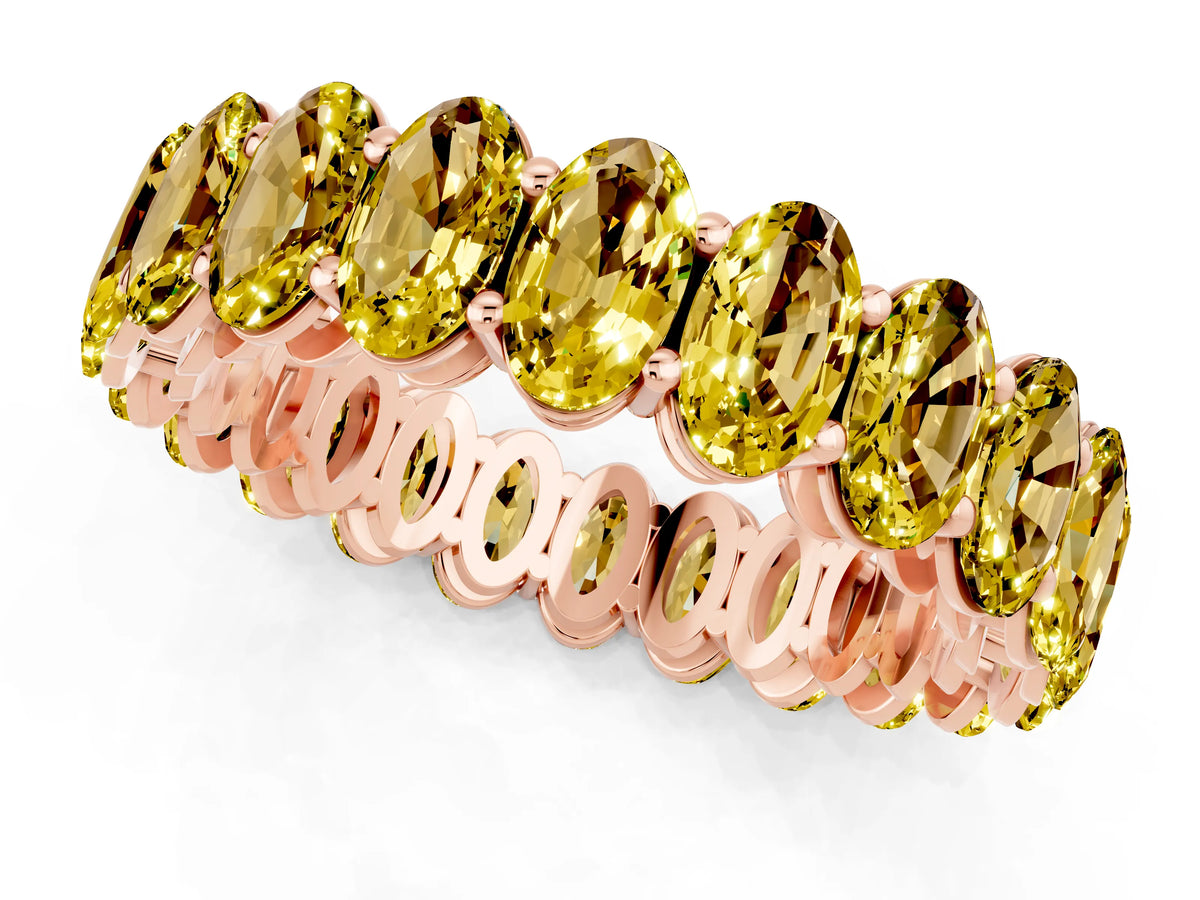 Oval Cut Yellow Sapphire Eternity Band in Rose gold with Shared Prong Setting_1