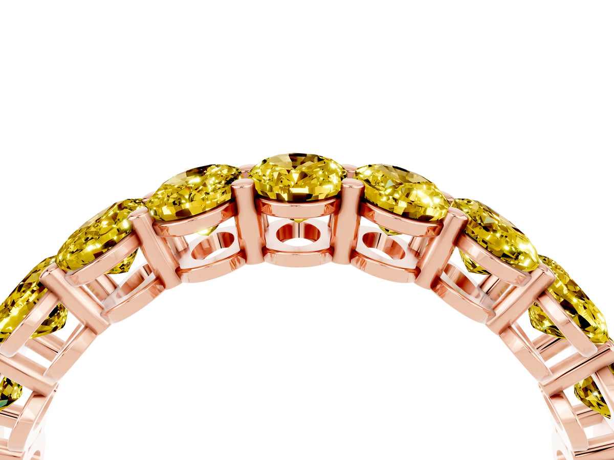 Oval Cut Yellow Sapphire Eternity Band in Rose gold with Shared Prong Setting_4