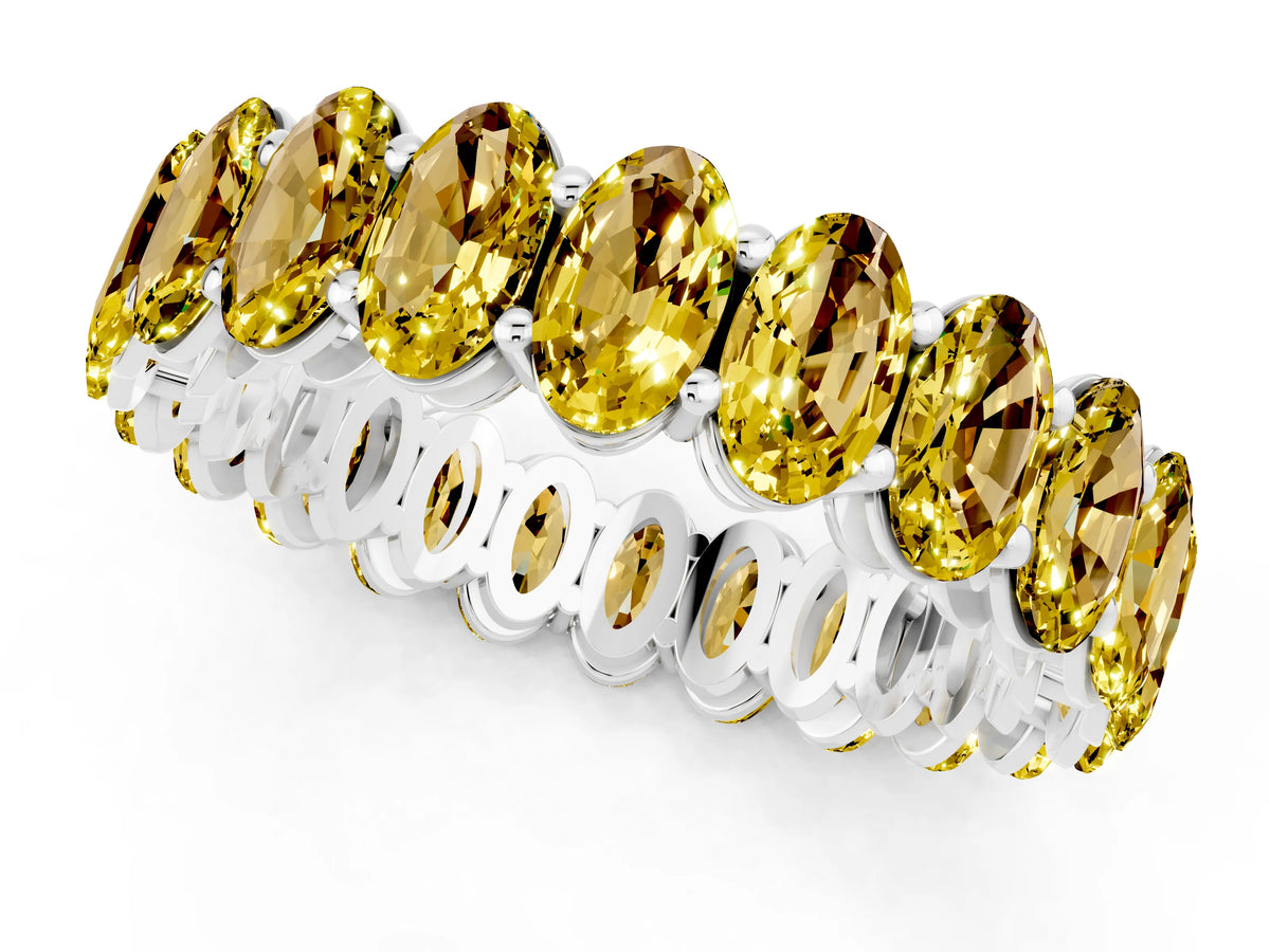 Oval Cut Yellow Sapphire Eternity Band in White gold with Shared Prong Setting_1