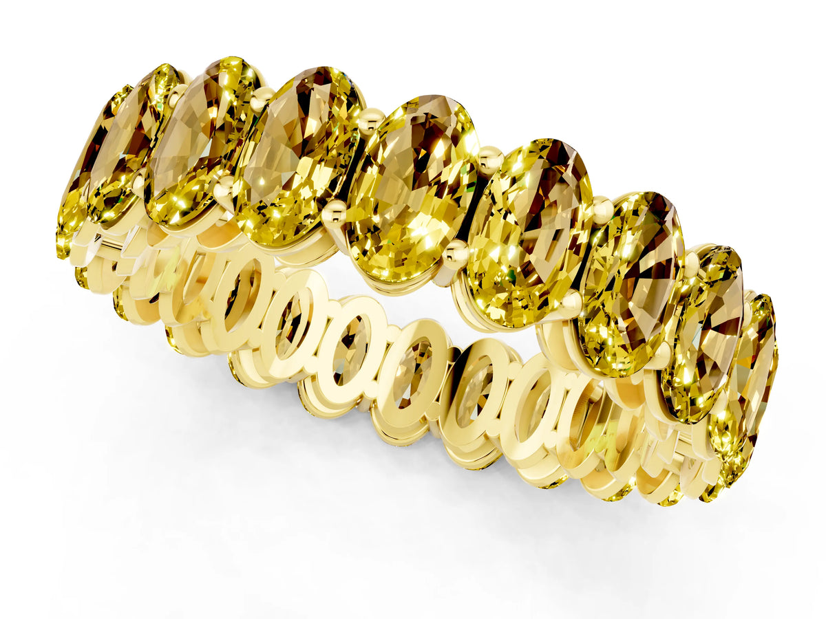 Oval Cut Yellow Sapphire Eternity Band in Yellow gold with Shared Prong Setting_1