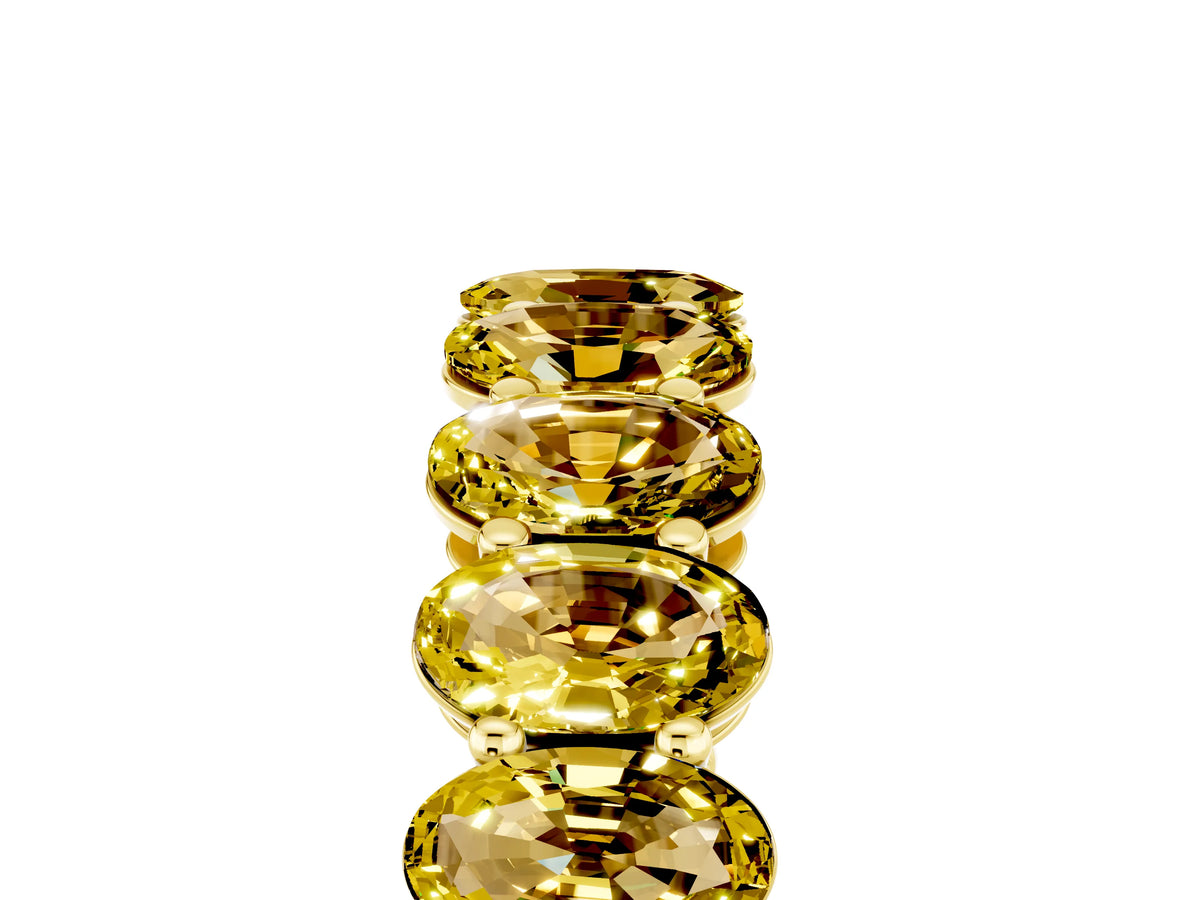 Oval Cut Yellow Sapphire Eternity Band in Yellow gold with Shared Prong Setting_5