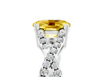 Oval Cut Yellow Sapphire Solitaire Ring in Platinum with Interwoven Pavé Band and Prong Setting_11