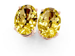 Oval Cut Yellow Sapphire Stud Earrings in Rose gold with Basket Setting_1
