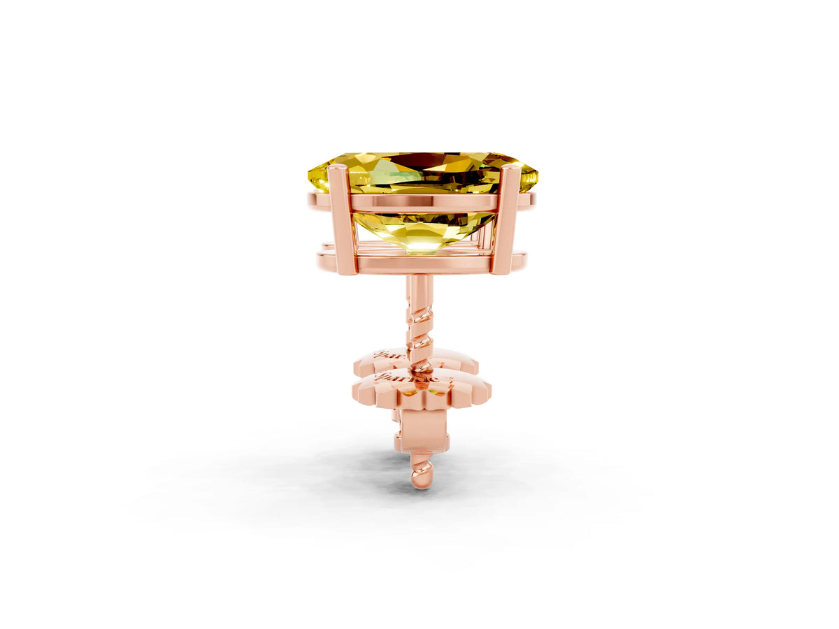 Oval Cut Yellow Sapphire Stud Earrings in Rose gold with Basket Setting_2