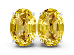 Oval Cut Yellow Sapphire Stud Earrings in White gold with Basket Setting