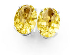 Oval Cut Yellow Sapphire Stud Earrings in White gold with Basket Setting_1