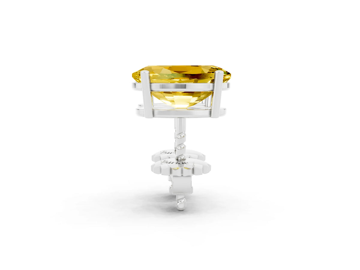 Oval Cut Yellow Sapphire Stud Earrings in White gold with Basket Setting_2