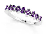 Pavé Cushion Amethyst Cluster Eternity Band in Platinum with Prong Setting_1