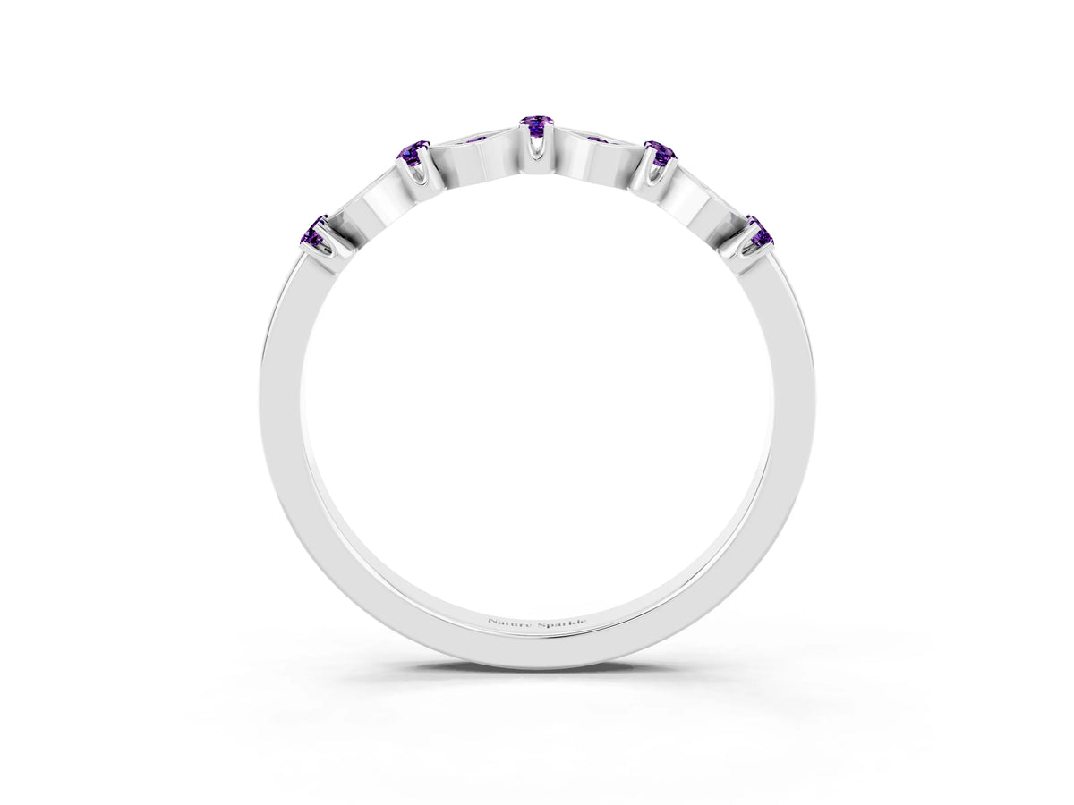 Pavé Cushion Amethyst Cluster Eternity Band in Platinum with Prong Setting_3