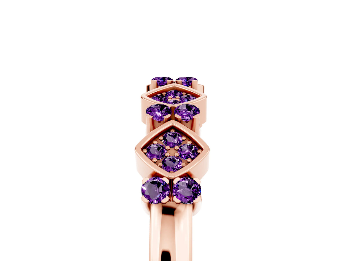 Pavé Cushion Amethyst Cluster Eternity Band in Rose gold with Prong Setting_5