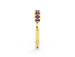 Pavé Cushion Amethyst Cluster Eternity Band in Yellow gold with Prong Setting_2