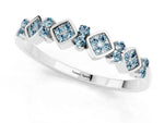 Pavé Cushion Aquamarine Cluster Eternity Band in Silver with Prong Setting_1