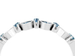Pavé Cushion Aquamarine Cluster Eternity Band in Silver with Prong Setting_4