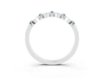 Pavé Cushion Aquamarine Cluster Eternity Band in White gold with Prong Setting_3