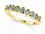 Pavé Cushion Aquamarine Cluster Eternity Band in Yellow gold with Prong Setting_1