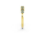 Pavé Cushion Aquamarine Cluster Eternity Band in Yellow gold with Prong Setting_2