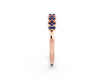 Pavé Cushion Blue Sapphire Cluster Eternity Band in Rose gold with Prong Setting_2