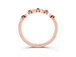 Pavé Cushion Blue Sapphire Cluster Eternity Band in Rose gold with Prong Setting_3