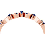 Pavé Cushion Blue Sapphire Cluster Eternity Band in Rose gold with Prong Setting_4