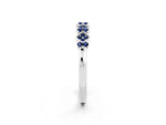 Pavé Cushion Blue Sapphire Cluster Eternity Band in Silver with Prong Setting_2