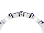 Pavé Cushion Blue Sapphire Cluster Eternity Band in Silver with Prong Setting_4