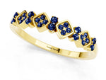 Pavé Cushion Blue Sapphire Cluster Eternity Band in Yellow gold with Prong Setting_1