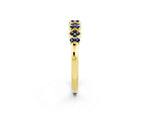 Pavé Cushion Blue Sapphire Cluster Eternity Band in Yellow gold with Prong Setting_2