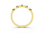 Pavé Cushion Blue Sapphire Cluster Eternity Band in Yellow gold with Prong Setting_3