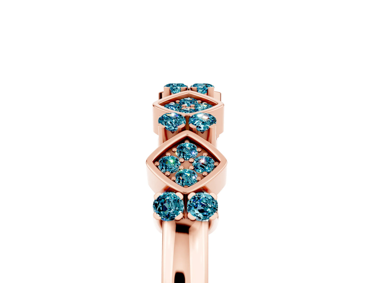 Pavé Cushion Blue Topaz Cluster Eternity Band in Rose gold with Prong Setting_5